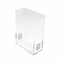 Boîte de Tzedakah en acrylique juif transparent personnalisé Judaica Lucite couvercle coulissant Pouchka boîte de don de charité