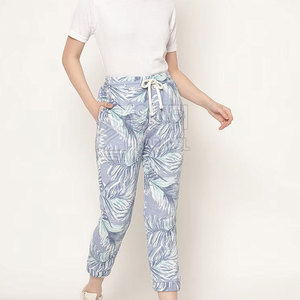 Women Winter <b>Drawstring</b> <b>Trousers</b> Flat Front 100% Cotton Breathable Comfortable Casual Daily Wear Pants for Women - Product Image 5