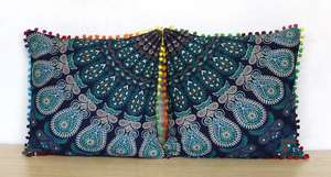 Funda de cojín cuadrada de mandala de algodón, Juego de 4 piezas, PUF de decoración del hogar para sofá, cama, descanso, varios colores sólidos por consignadores indios - Product Image 5