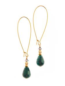 Boucles d'oreilles pendantes en pierre de labradorite à prix raisonnable, en laiton, 6x9 mm, cadeau d'anniversaire vintage, unisexe - Product Image 2