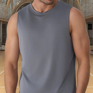 Camiseta sin Mangas para Entrenamientos de Verano y Running, Venta Directa de Fábrica, Tejido Transpirable, Cuello en V, Estilo Urbano, Ropa Deportiva - Product Image 1