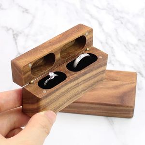 PERSONALIZED RUSTIC HANDMADE Wholesale Engagement Proposal Wedding Unique Double Slot Wooden and Resin Jewelry <b>Ring</b> Box - Product Image 4