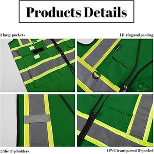 Chaleco reflectante de doble cara, personalizado, con múltiples bolsillos, ropa de seguridad reflectante, impermeable, chaleco de alta visibilidad, chaquetas verdes de seguridad - Product Image 6