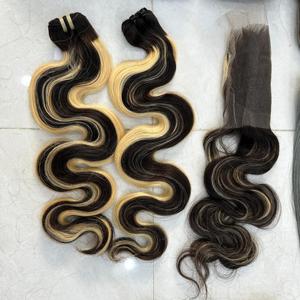 Extensiones de cabello humano vietnamita negro Natural de la onda del cuerpo del solo donante de Venta caliente extremos dibujados dobles - Product Image 3