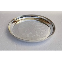 Assiette de présentation décorée en acier inoxydable argenté classique, motif personnalisé, en stock, ronde, pour la maison, cadeaux de mariage SHAH