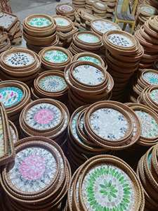 Bandeja de Ratán con Incrustaciones de Nácar, Material de Ratán y Concha para Servir Decorativamente, Vietnam por 99 Gold Data - Ms Violet - Product Image 6