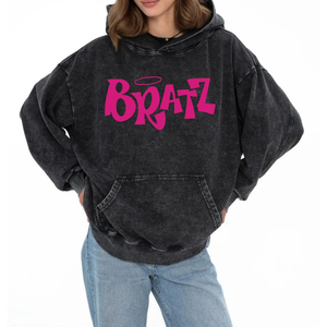 Pull-over à capuche en polaire long d'hiver lavé à l'acide personnalisé couleur unie lavage vintage sweat-shirt à capuche complet personnalisation logo - Product Image 1