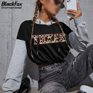 เสื้อครอปฮู้ดดี้ผู้หญิงสไตล์วินเทจขายดี ผ้าฝ้าย 100% เป็นมิตรกับสิ่งแวดล้อม แห้งเร็ว ผ้าฟลีซ สีสันฤดูใบไม้ร่วง ดีไซน์โลโก้ด้านหน้า - Product Image 5