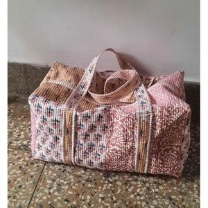 Durable Quilted Cotton Duffle <b>Bag</b> with 2 Compartments Unisex - Product Image 6