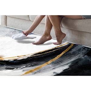 Tapis de peinture noir et or, tapis de luxe en marbre, tapis lavable en machine, tapis doux non tissé - Product Image 2