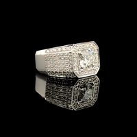 Bague pour homme en diamant de laboratoire taille ronde, or massif 14 carats, certifiée IGI