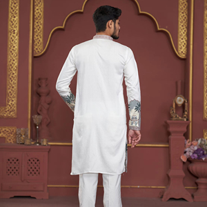 Kurta นักออกแบบชาติพันธุ์ Taj สำหรับผู้ชายที่ทำจากผ้าไหมพรีเมี่ยม-ผ้าฝ้ายสำหรับคนรวยและรู้สึกสง่างามที่ดีที่สุด kurta สำหรับสวมใส่ในงานแต่งงาน - Product Image 6