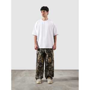 กางเกงคาร์โก้ผ้าฝ้ายแท้ 100% ลายพราง ทรงหลวม เอวสูง สำหรับฤดูร้อน ลุคดิสเทรส ซักฟอก ทรงตรง มีซิป ไซส์ XL ผ้าแคนวาสทอ - Product Image 6