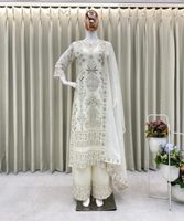 Baju Salwar Kameez Tradisional Vintage Siap Pakai untuk Wanita, 3 Potong, Katun, Atasan Anarkali, Bawahan, Dupatta, Panjang hingga Lantai