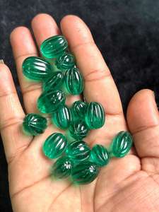 Vert Émeraude Lâche Sculpté Perles Collier AA + Melon Perles Strand Haute Percé Émeraude Collier Partie Porter Cadeau Bijoux - Product Image 5