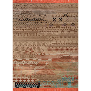 พรมไหมพรมผสมไหมไผ่ถักมือสีเบจและสีน้ำตาลลายเรขาคณิตทรงสี่เหลี่ยมผืนผ้าสำหรับห้องนั่งเล่น รุ่น Manchaha-Les-2335 - Product Image 1