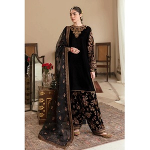 BLACK GOLDEN Robe pakistanaise pour femme musulmane de taille personnalisée avec broderie imprimée Robe pakistanaise pour femme WS INTERNATIONAL - Product Image 3