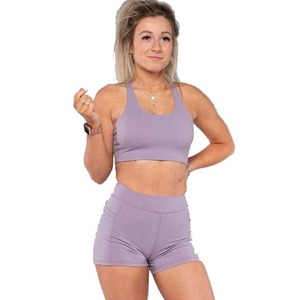 2025 conjuntos de entrenamiento para mujer sujetador y pantalones cortos ajustados en el trasero patrón sólido 100% algodón verano Yoga Fitness Activewear - Product Image 4