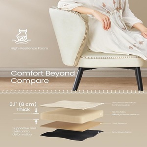 Hot Sale <strong>Dining</strong> Room Furniture <strong>Cream</strong> White Upholstered Synthetic Leather <strong>Dining</strong> <strong>Chairs</strong> for Kitchen Living Room - Product Image 5
