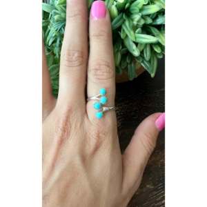 Navajo Made <b>Adjustable</b> Sterling Silver Rose Gold Brass <b>Ring</b> Oval Cut Bezel Turquoise Perfect Gift for Any One Size Fits All - Product Image 2