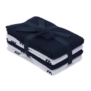 Serviettes de cuisine en tissu éponge vert et blanc 100% coton biologique certifié GOTS, rectangulaires, tissées, couleur unie, lavables en machine - Product Image 2