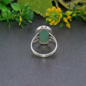 Aventurine verte naturelle pierre précieuse 925 argent Sterling fait à la main concepteur personnalisé bijoux fins bague éternité Vermeil en gros - Product Image 4