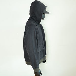 Custom 100% Cotton <b>Zip</b> <b>up</b> <b>Hoodie</b> 400gsm 500gsm 600 Gsm <b>Black</b> Oversized <b>Zip</b> French Terry Fleece <b>Zip</b> <b>Hoodie</b> Distressed Faded Blank - Product Image 3