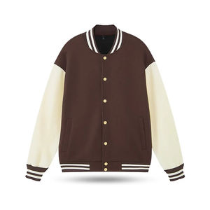 เสื้อแจ็กเก็ตเบสบอลแขนเสื้อหนังสำหรับเล่นเบสบอลขนสัตว์100% ออกแบบได้ตามที่ต้องการ - Product Image 4