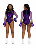 Uniforme de danse majorette bleu marine avec logo personnalisé, franges argentées, costume de performance, tenue d'équipe HBCU, cheerleading compétitif