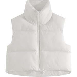 Abrigo acolchado ligero y elegante para mujer, cómodo chaleco acolchado con cremallera frontal, Material de relleno de algodón, prendas de vestir exteriores - Product Image 2