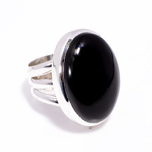 Bague en onyx noir naturel, bague en argent sterling 925 pur, bague faite à la main, bague au design unique - Product Image 3
