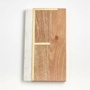 Tabla de cortar de empalme de dos colores de madera de acacia de mármol increíble, tabla de cortar de madera de queso casera con la mejor calidad - Product Image 1