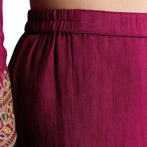 Traje de vino seda Kurta Palazzo con Zari y Butti Dupatta venta al por mayor mujeres Ropa Étnica OEM fábrica de ropa proveedor a granel - Product Image 6