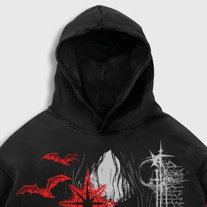 Up-Felt-Impex Sweat à capuche surdimensionné graphique crâne personnalisé pour homme-Sweat-shirt décontracté à manches longues et épaules tombantes pour homme - Product Image 3