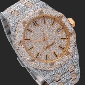 Montres mécaniques Hip Hop de luxe pour hommes en acier inoxydable avec cadran rond en diamant Moissanite Style d'affaires - Product Image 2