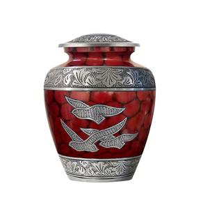 Diseño antiguo Red Avenue Fire Finish Cremación para cenizas humanas Recuerdo hecho a mano Urna de aluminio para la venta - Product Image 3