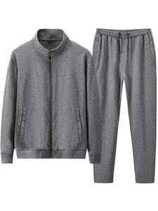Trajes deportivos de algodón 100% para mujer, sudadera con estampado sólido, chándal para invierno para actividades al aire libre - Product Image 2