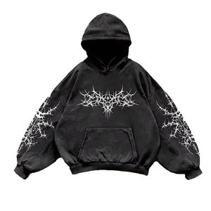 Sudaderas con capucha de gran tamaño rojas para hombre con parches de socorro. - Product Image 6