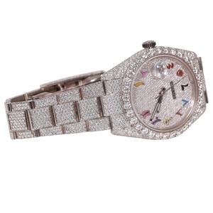 นาฬิกาข้อมือผู้ชาย Roman Dial สแตนเลสสตีล ประดับเพชร VVS Moissanite ระบบควอตซ์  ฝังเพชรเต็มเรือน  ดีไซน์หรูหรา สไตล์ฮิปฮอป - Product Image 3