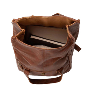 Mochila enrollable de cuero genuino para viajes al aire libre de negocios, mochila hecha a mano con ruedas para ordenador portátil, bolsa de libros de viaje universitaria para hombres y mujeres - Product Image 4