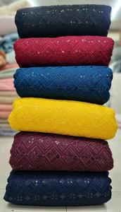 Haute qualité lourd Georgette robe de mariée tissu PVC-enduit Tulle matériel imprimé fleurs Schiffli broderie pour Textile à la maison - Product Image 6