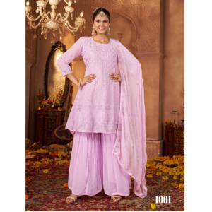 Conjunto de traje de diseñador elegante de la mejor calidad Naazneen Georgette Sharara para mujer para bodas y festivales disponible al mejor precio - Product Image 1