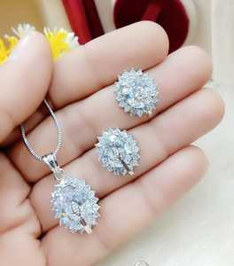 Trending American Diamond Pendant Set Cz Stone Party Wear Premium Design Indian Women Jewellery Handmade Bulk Product - Product Image 6