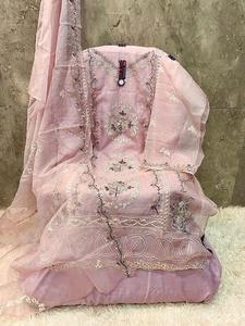 Qualité supérieure indien Pakistan ethnique lourd Organza Salwar costumes Dupatta broderie avec travail en gros approvisionnement d'usine - Product Image 5