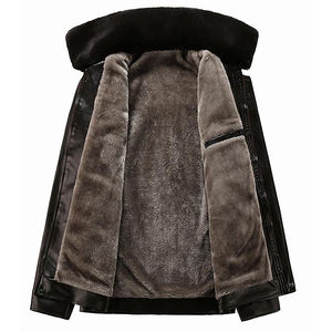 Haute qualité hommes décontracté col montant fermeture éclair à manches longues couleur unie hiver lettre motif cuir mode veste - Product Image 4