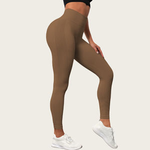 Personnalisé Sérigraphie Taille Haute Respirant Anti-Bactérien Logo Côtes Femmes Active Wear Leggings pour Sports Gym Yoga - Product Image 5