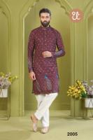 Kurta élégant pour hommes avec motif complexe et détails de style Kurta parfait pour les occasions festives et les mariages