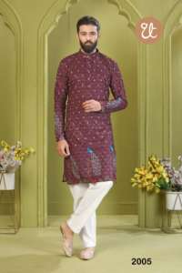 Kurta elegante para hombres con patrón intrincado y detalles de estilo Kurta perfecto para ocasiones festivas y bodas - Product Image 4