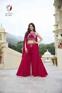 Most Trending High on Demand Designer Pure Chinon Chiffon Crop <b>Top</b> With Drape Skirp & Dupatta With Pure Heavy Hand Work for Sale - Product Image 6