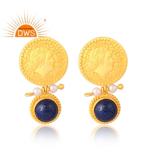 ต่างหูประดับอัญมณีไข่มุกชุบทอง18K ดีไซน์ใหม่ - Product Image 1